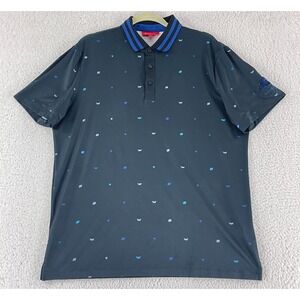 RedVanly Black Printed Golf Polo Shirt Mens Short Sleeve Stretch Athletic Large